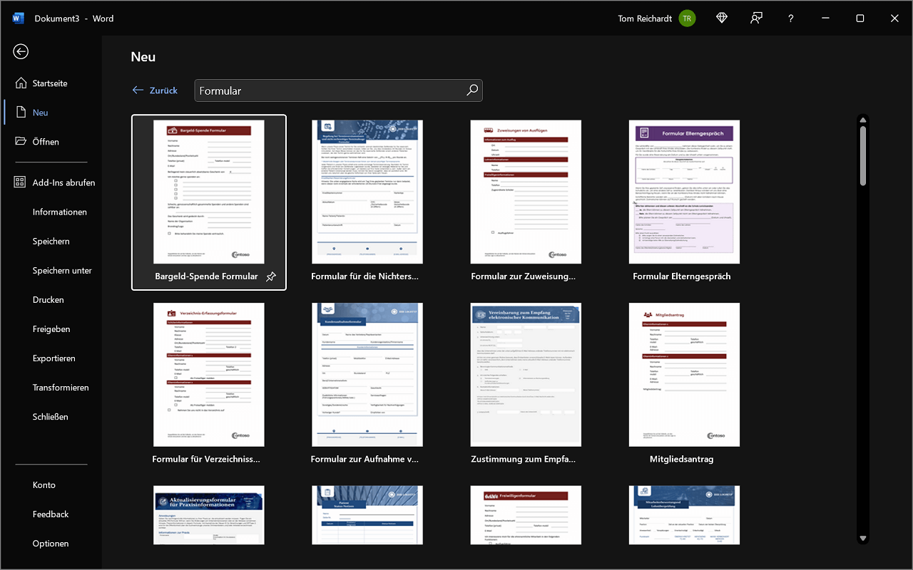 Usar plantilla de formulario en Word