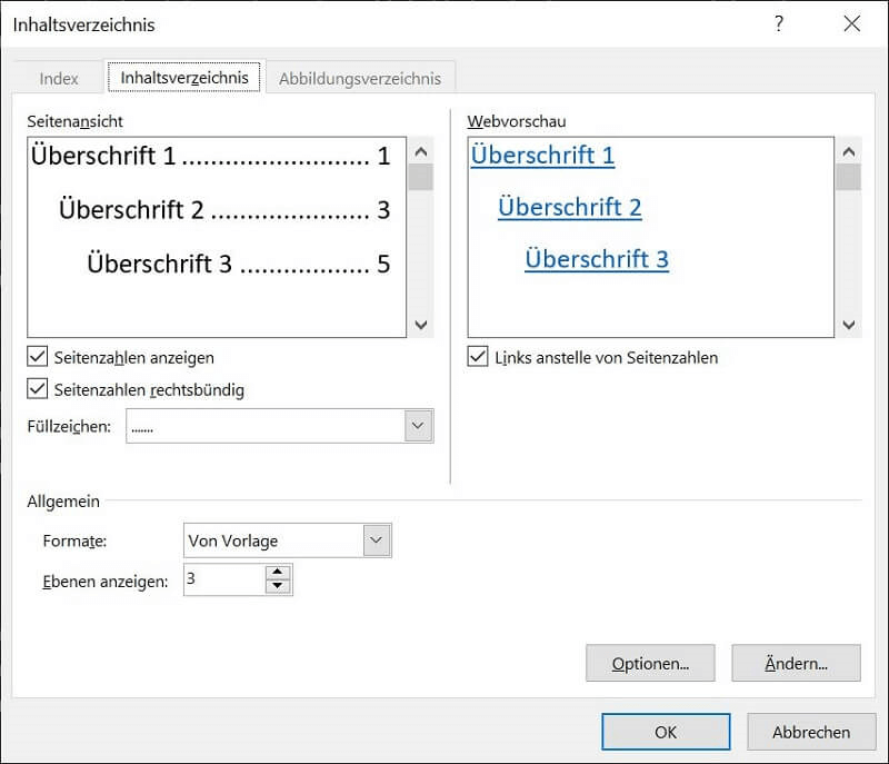 Dar formato a la tabla de contenidos en Word