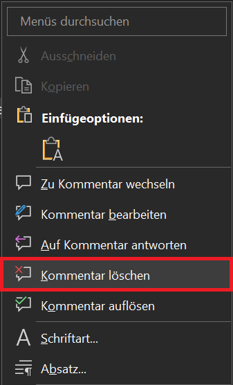 Eliminar comentario en Word