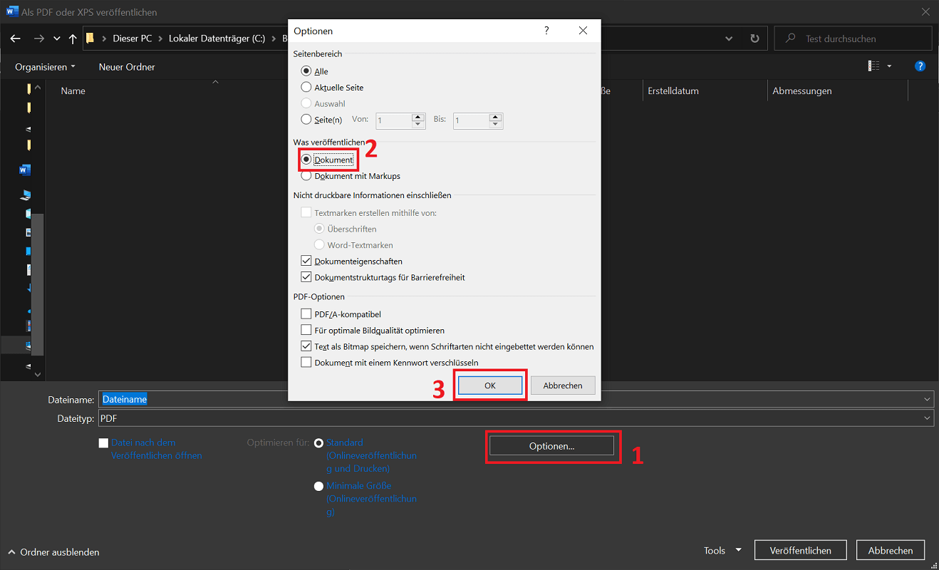 Ocultar comentarios de Word en un PDF