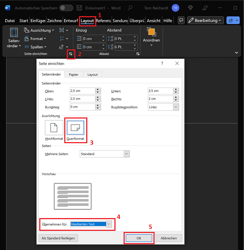 Mostrar solo una página en orientación horizontal en Word