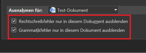 Desactive la revisión ortográfica en Word solo para el documento actual