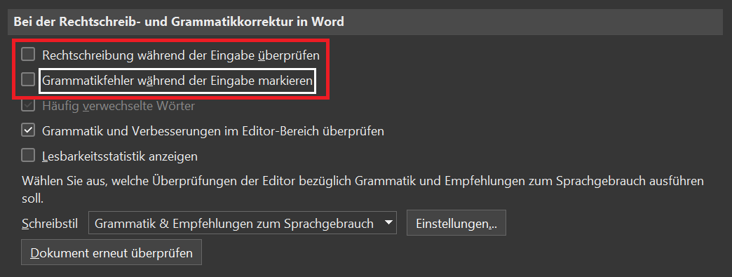 Desactivar el corrector ortográfico de Word