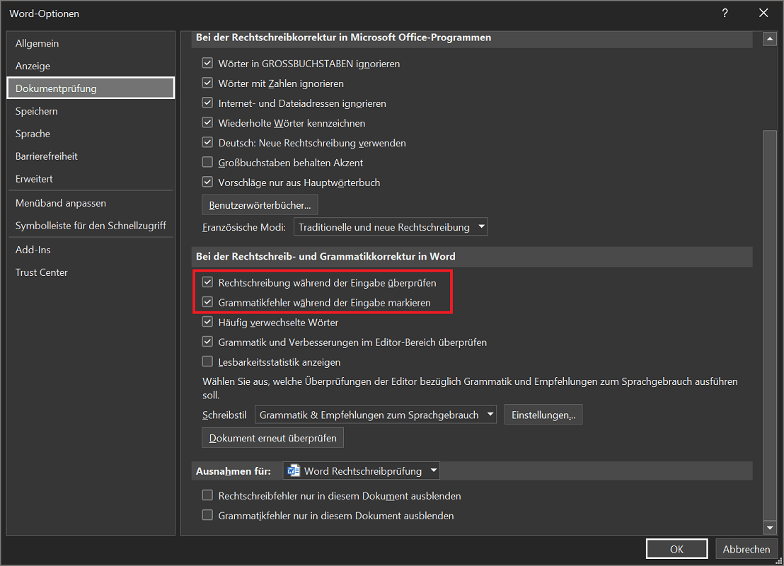 Activar el corrector ortográfico de Word