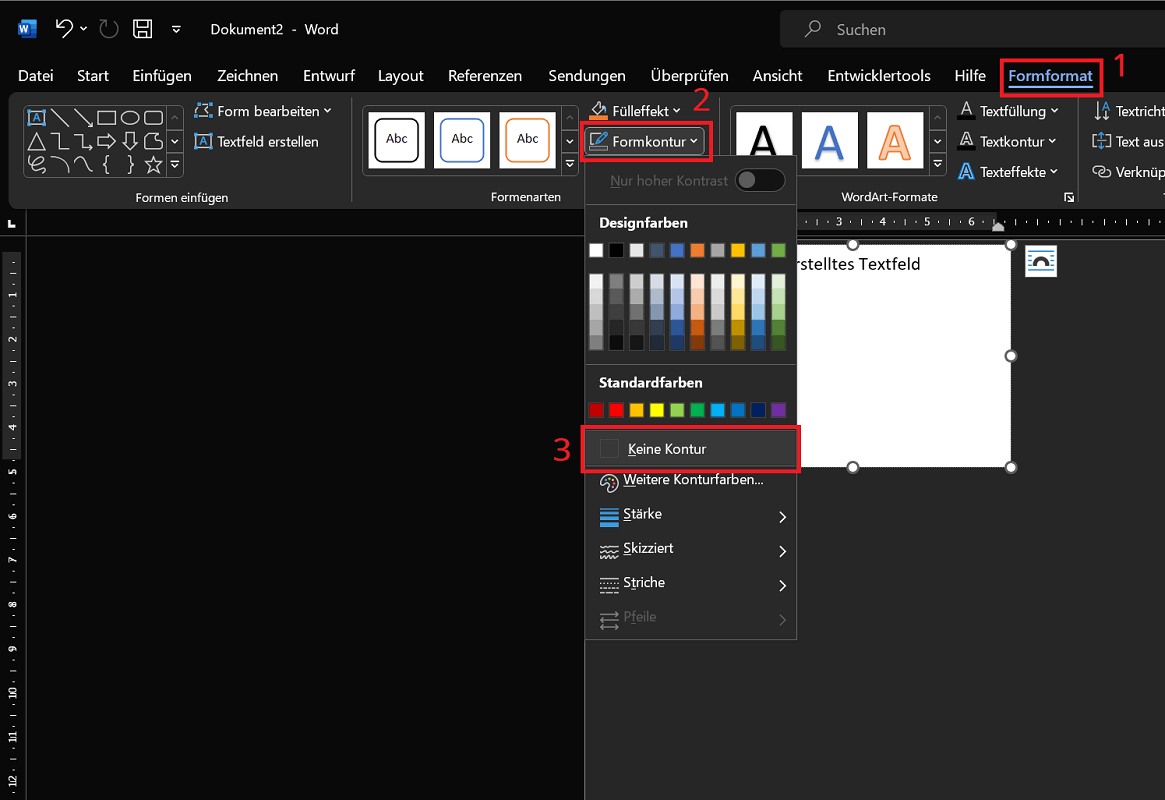 Eliminar borde de un cuadro de texto en Word