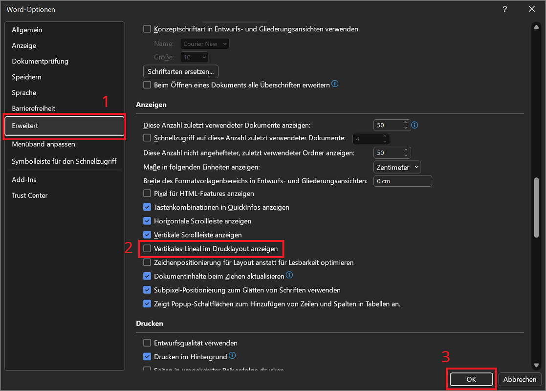 Mostrar y ocultar regla vertical en Word