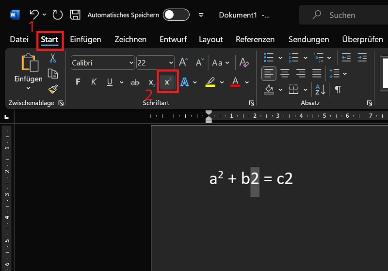 Número de superíndice en Word