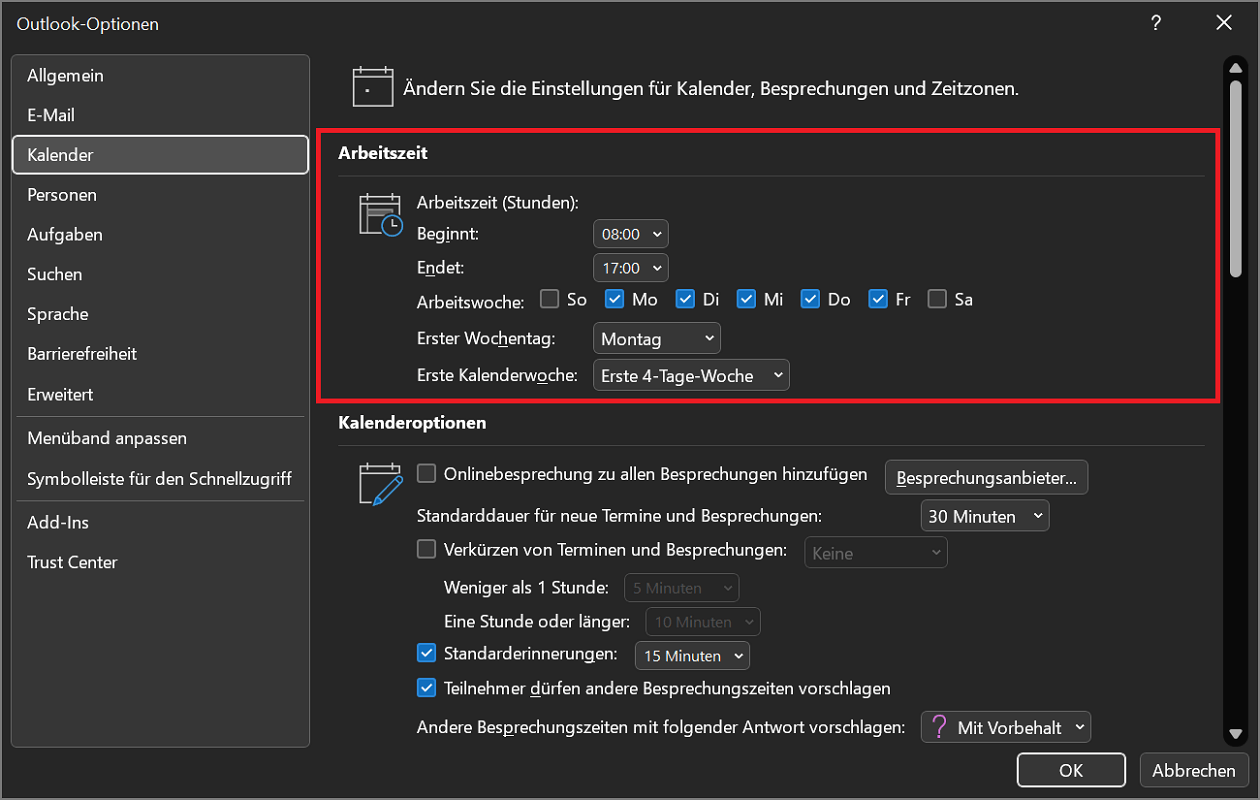 Configuraciones y personalizaciones adicionales y Outlook