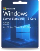 Windows Server 2025 Standard | 16 núcleos + 50 CAL de usuario + 10 CAL de RDS