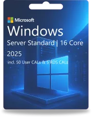 Windows Server 2025 Standard | 16 Core + 50 CAL de usuario + 5 CAL de RDS