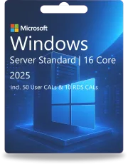 Windows Server 2025 Standard | 16 Core + 50 CAL de usuario + 10 CAL de RDS