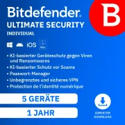 Bitdefender Ultimate Security Individual | 5 dispositivos | 1 año