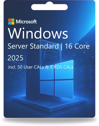 Windows Server 2025 Standard | 16 Core + 50 CAL de usuario + 5 CAL de RDS