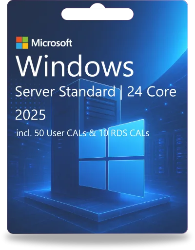 Windows Server 2025 Standard | 24 Core + 50 CAL de usuario + 10 CAL de RDS