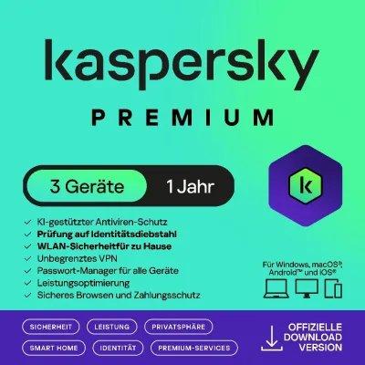 Kaspersky Premium | 3 dispositivos | 1 año