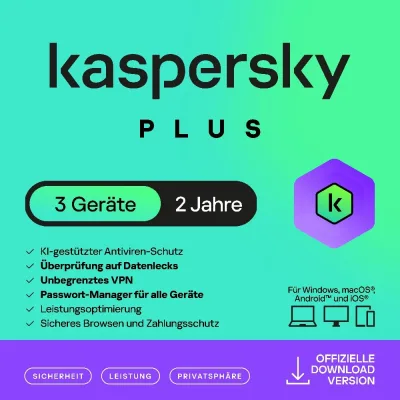 Kaspersky Plus | 3 dispositivos | 2 años
